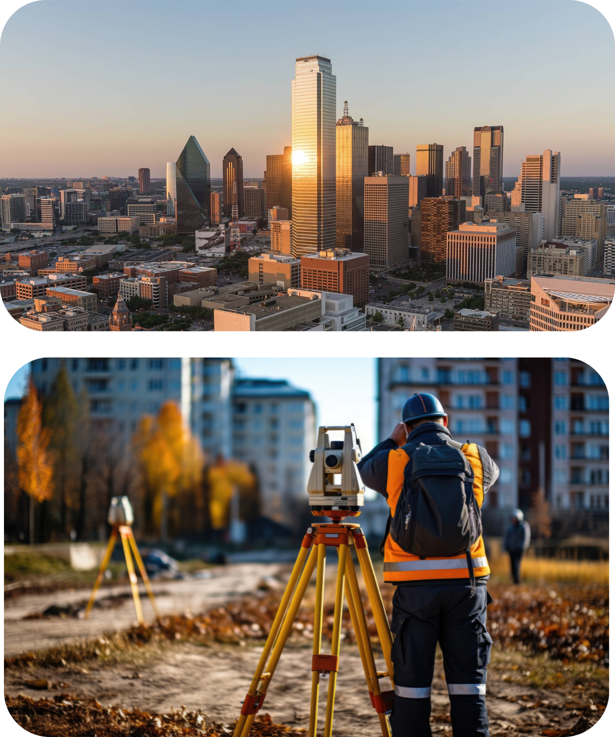 Aerial shot of Downtown Dallas during sunset